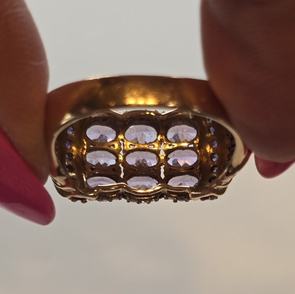 Tanzanite 10k Gold Faceted Gemstone Rectangle Filigree Ring 9 - Picture 5 of 10